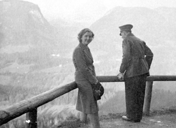 Hitler Archive | Adolf Hitler and Eva Braun in front of the Teehaus on ...